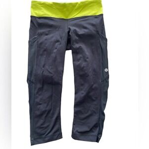 Lululemon Rare Black/Lime Green Capri Pant